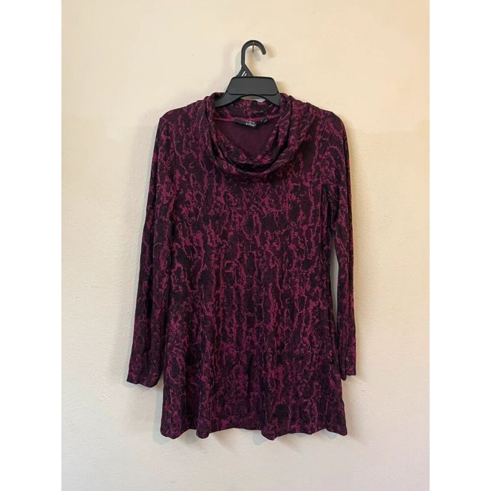 Red and Black Sweater Cowl Neck Extra Small Attitudes by Renee